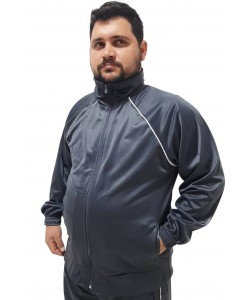 Jaqueta Casaco Flanelado Helanca Plus Size Extra Grande Felpado - CINZA